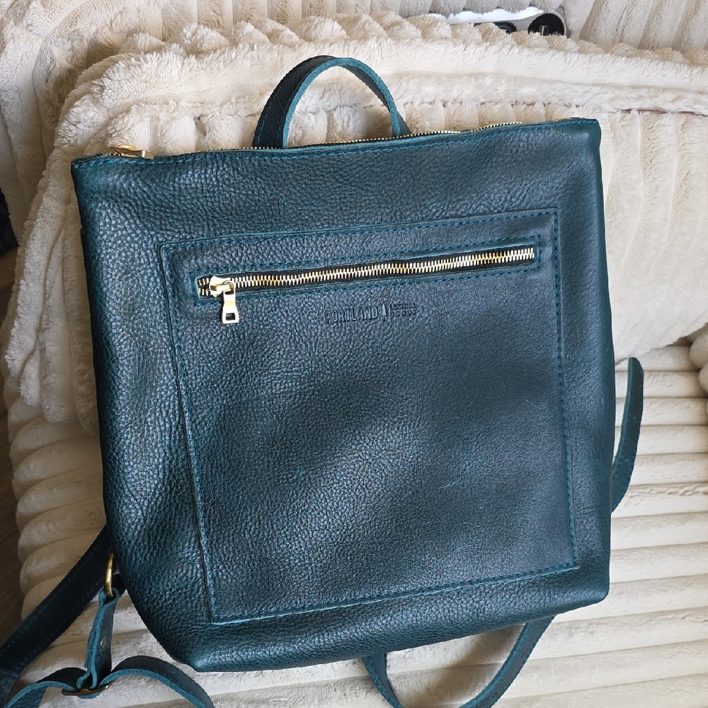 Portland Leather Goods Tote Backpack In Lagoon Color